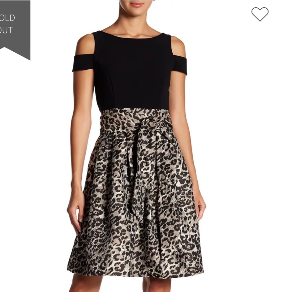 Eliza J Cold Shoulder Cheetah Skirt Dress 4